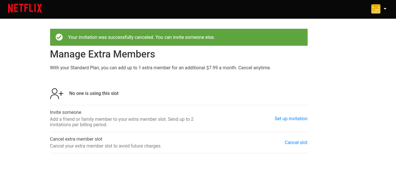 Список дополнительных участников, привязанных к аккаунту Netflix.