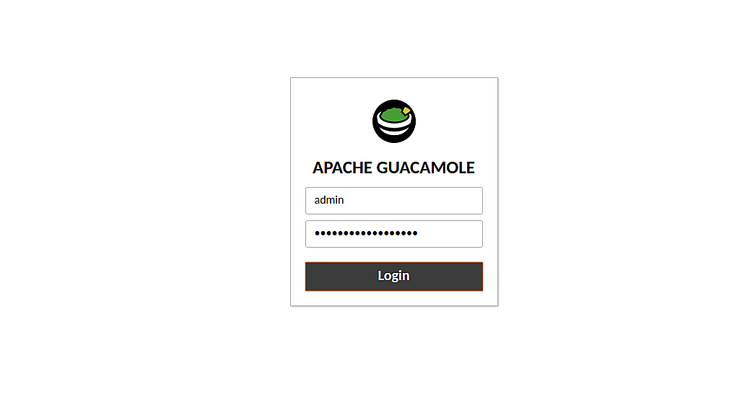 Страница входа Apache Guacamole