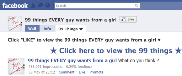 Результат применения закладки — скрытый контент на странице