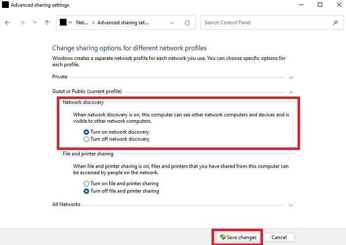 Activar descubrimiento de red en Windows