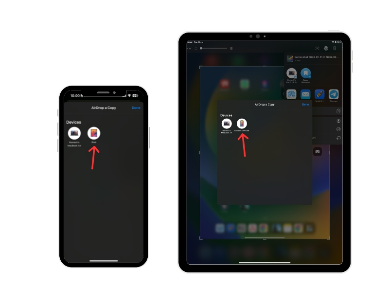 Отправка файла через AirDrop
