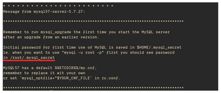 Файл с временным паролем MySQL