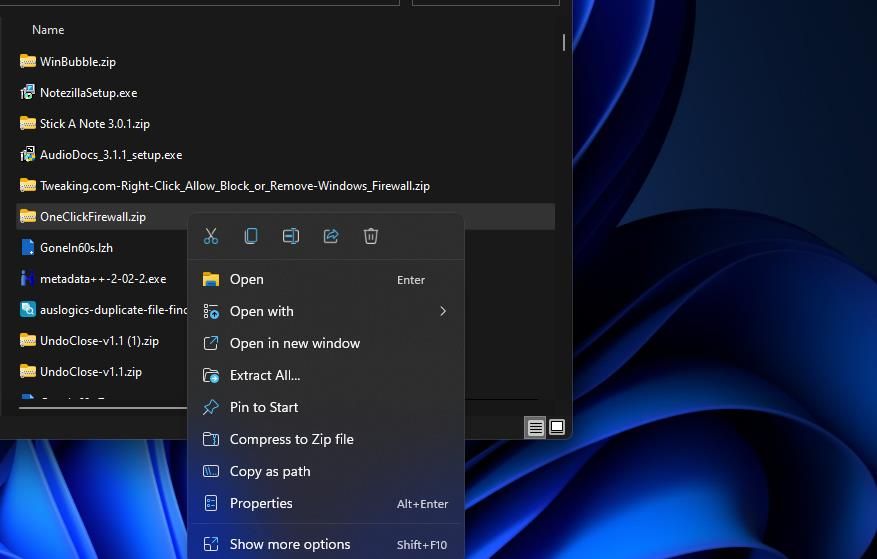Пункт контекстного меню «Извлечь все»