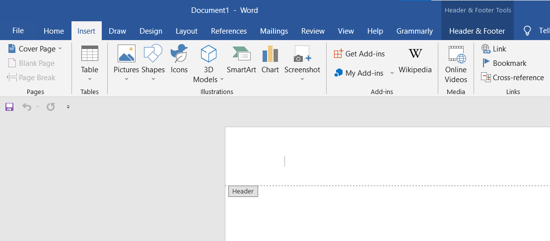 Вставка заголовка