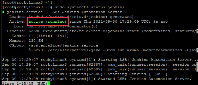 Статус службы Jenkins