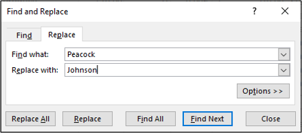 Заменить текст или числа в Excel