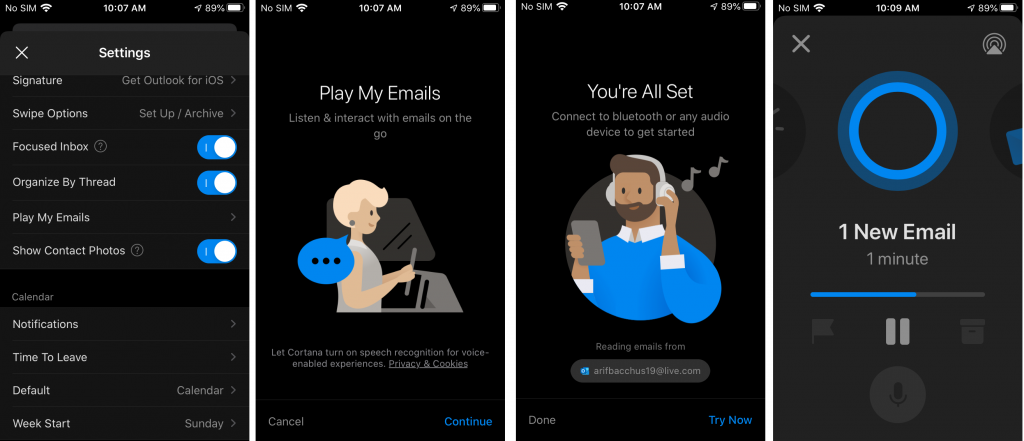 Outlook на iPhone: функция «Проиграть мои письма» контролируется жестами Surface Earbuds