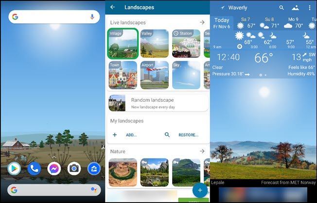 Пример YoWindow: пейзаж с погодой