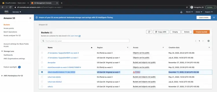 Бакет сохранён после удаления стека из‑за DeletionPolicy: Retain