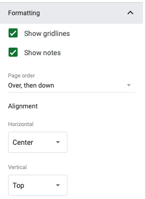 Параметры форматирования перед экспортом в PDF
