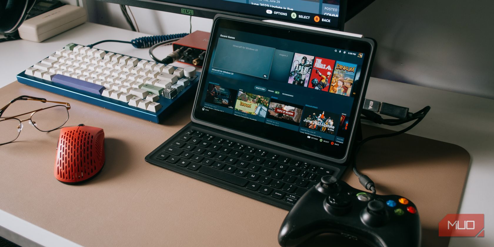 Пример: Minecraft для Windows 10 на планшете через Steam Link