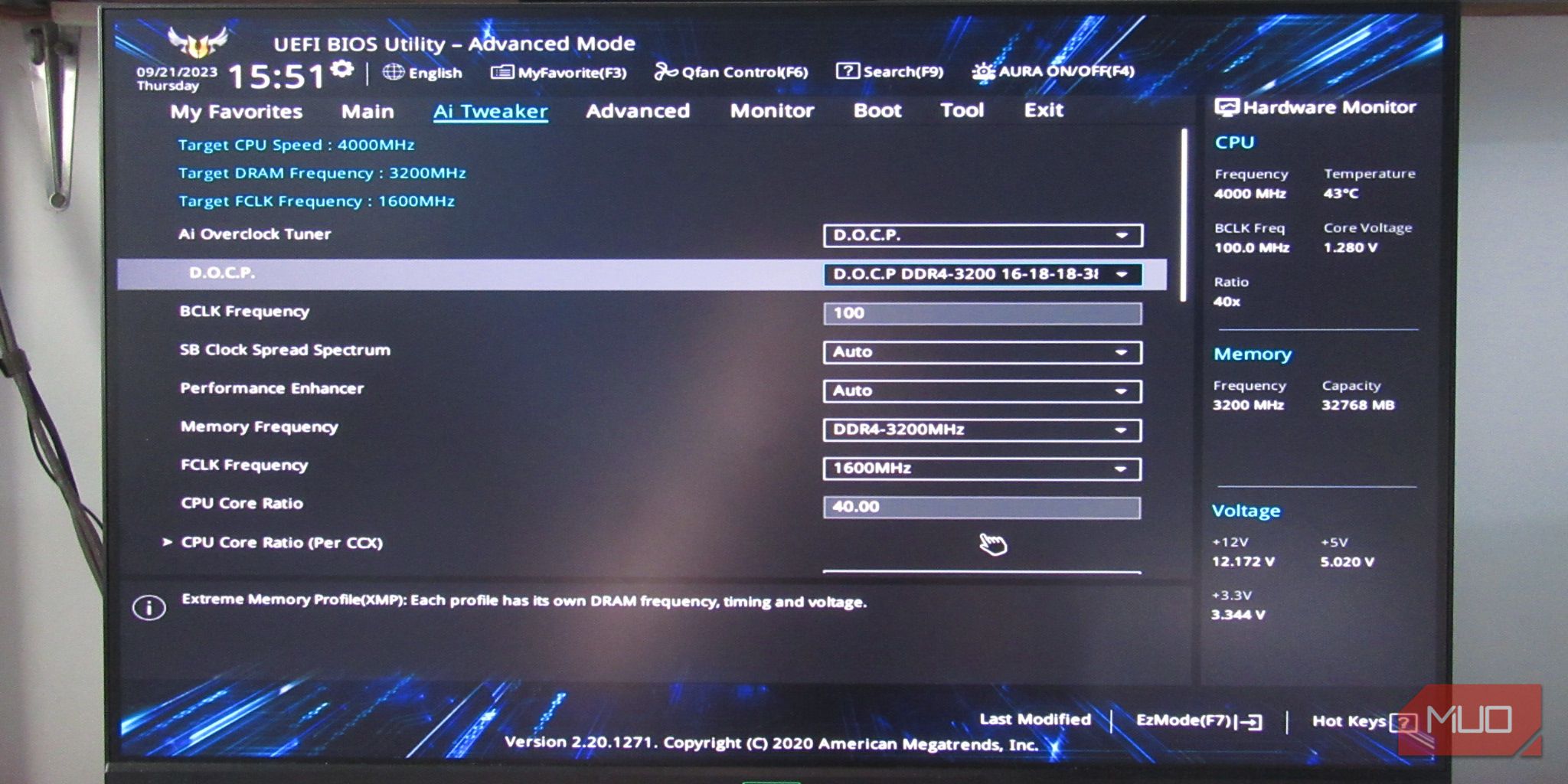 DOCP профиль выбран в Advanced Mode