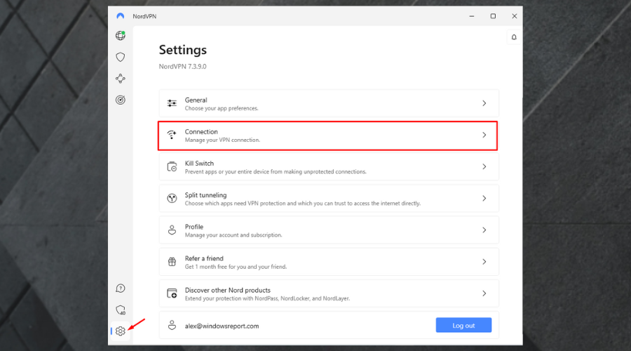Настройки соединения в приложении VPN