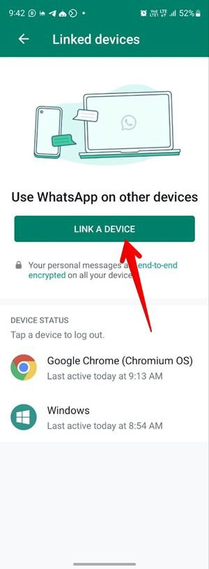 Сканирование QR‑кода для привязки WhatsApp Web на Chromebook