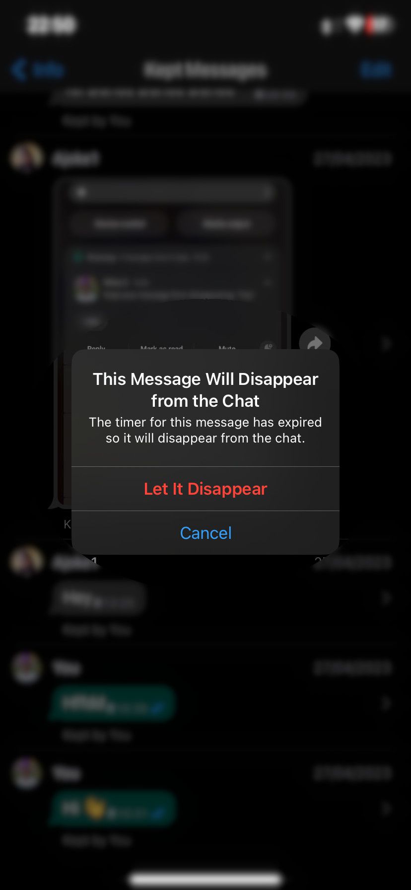 Предупреждение об истёкшем сообщении