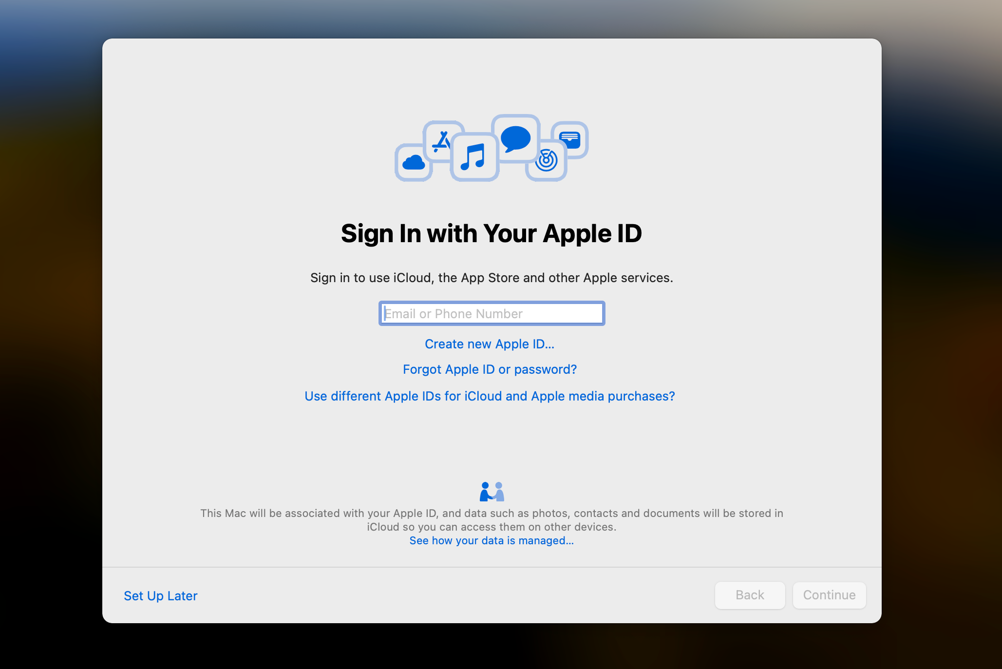 Вход с Apple ID на новом Mac