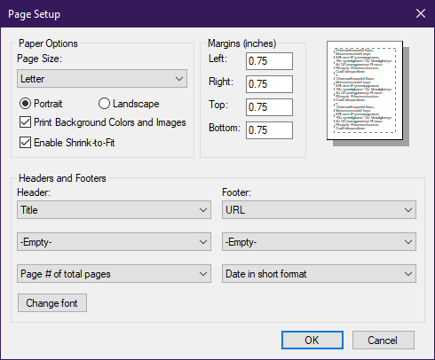 Параметры печати фоновых цветов в Internet Explorer