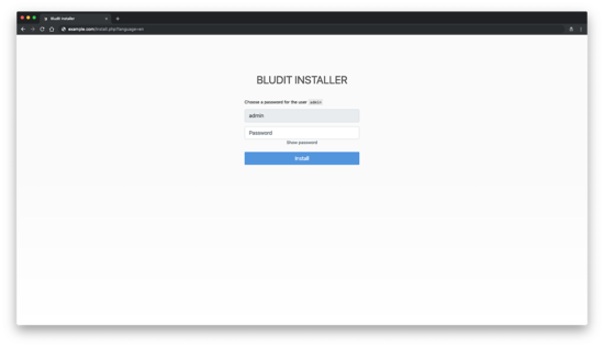 Установка пароля администратора Bludit