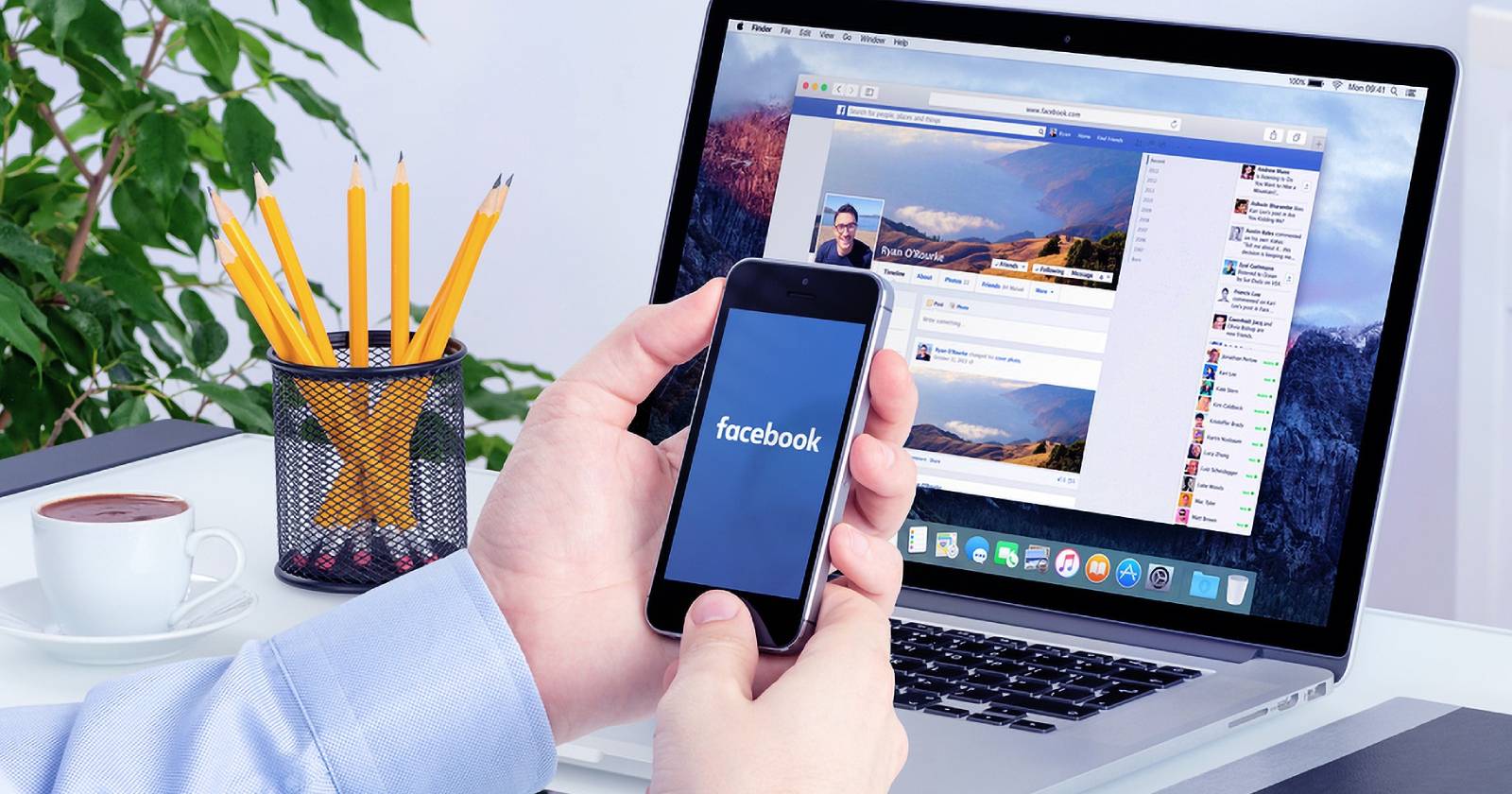 Просмотр Facebook на компьютере и телефоне