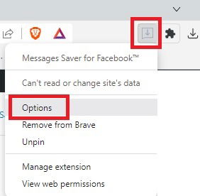 Контекстное меню расширения в браузере Chrome.