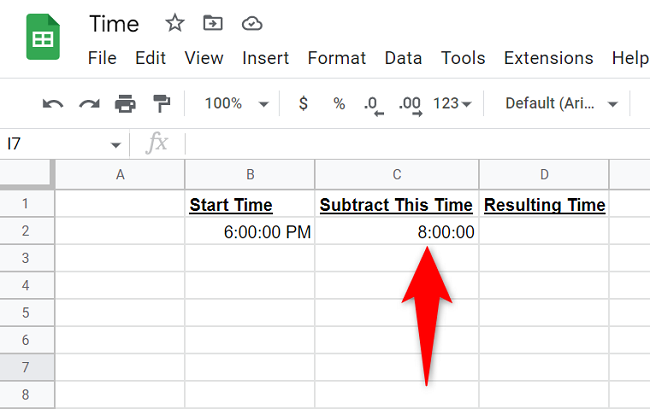 Ввод времени, которое нужно вычесть.