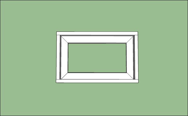 Прямоугольник из досок, лежащий на рамке для примерки