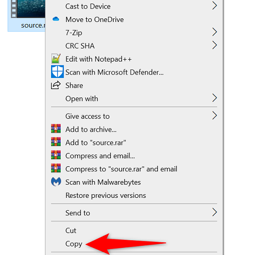 Правый клик по видео и выбор Copy.