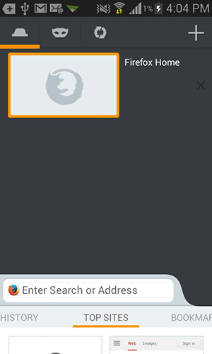 Нажмите на значок маски, чтобы включить приватный режим в Firefox.