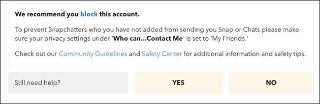 Рекомендация заблокировать и кнопка Still Need Help
