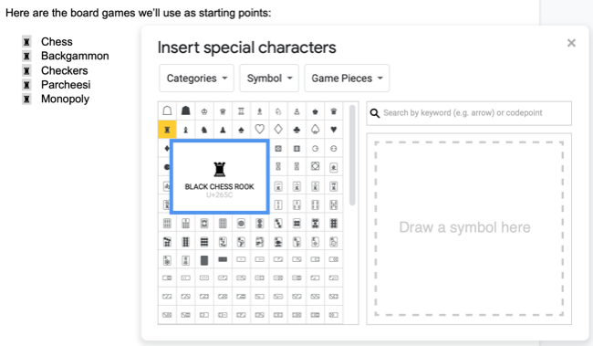 Выбор символа для маркера