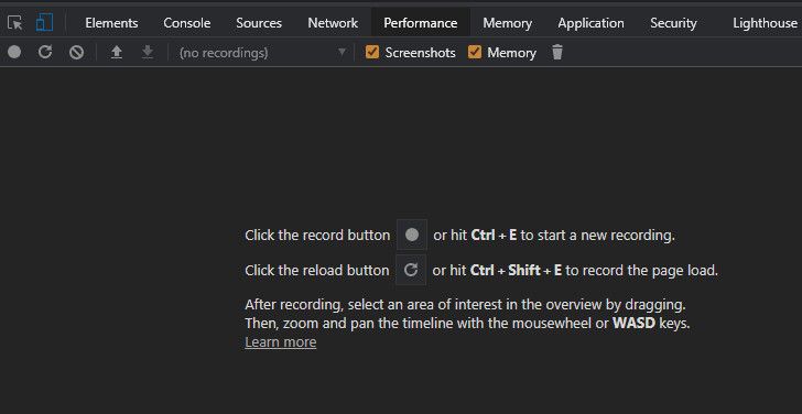 Профилирование времени выполнения в Performance