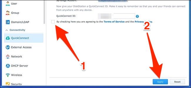 Окно с готовой ссылкой QuickConnect и инструкциями по использованию