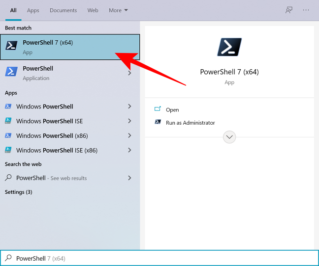 Поиск PowerShell в Windows