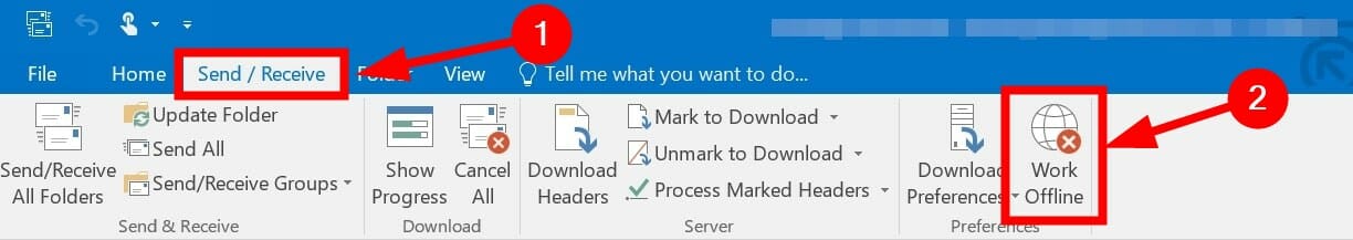 outlook work offline