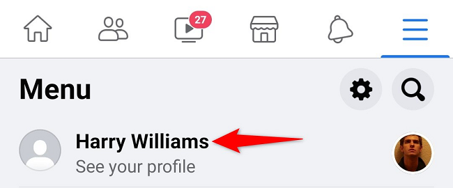 Нажмите на свой профиль в меню.