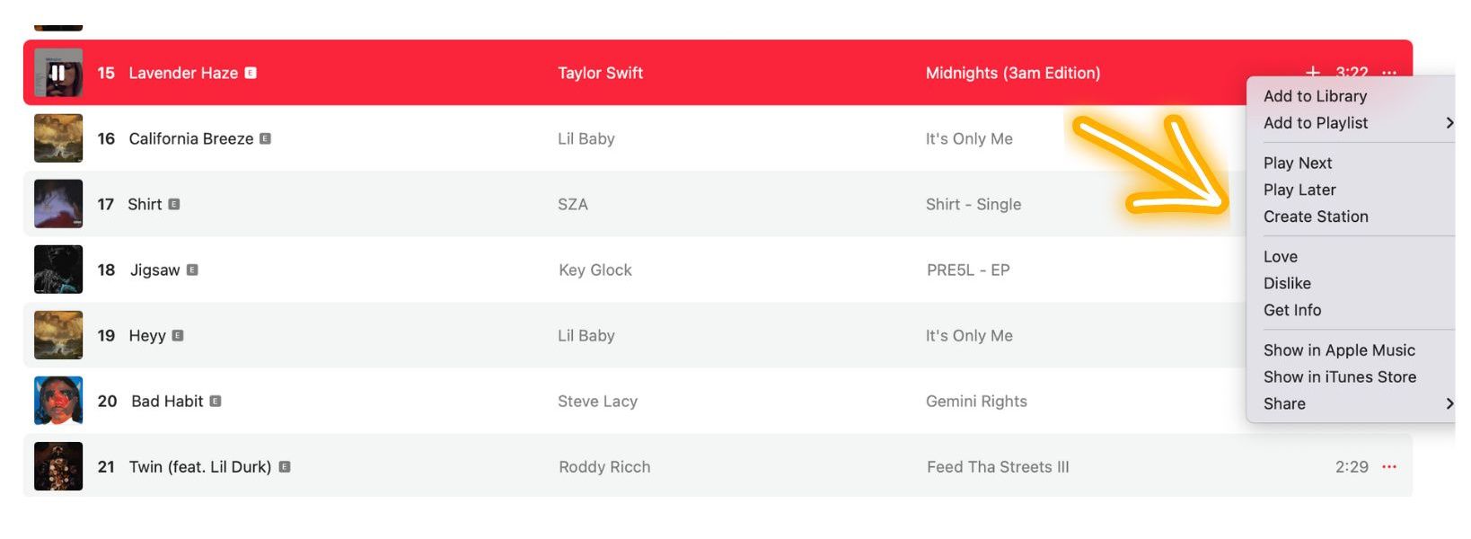 Создание радиостанции Apple Music на десктопе