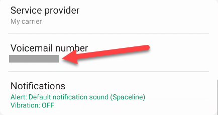 Номер голосовой почты в настройках; запишите его и вернитесь к набору номера.