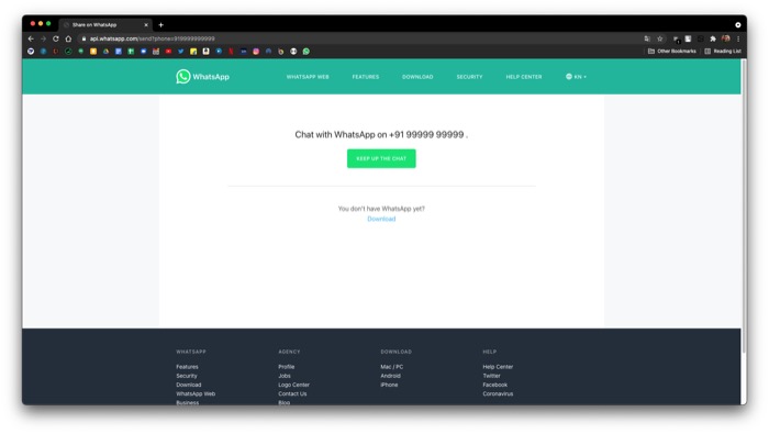 whatsapp web via link