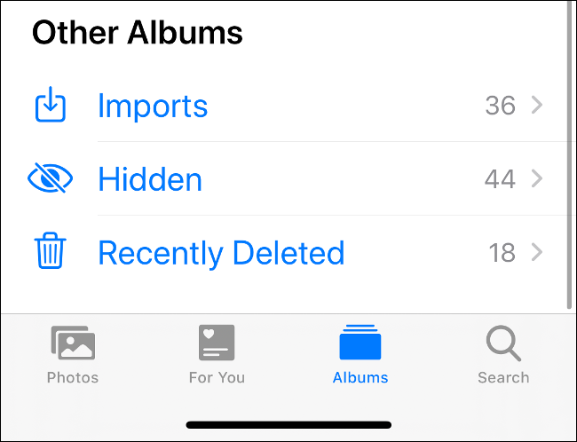 Альбом «Скрытое» в iOS «Фото»