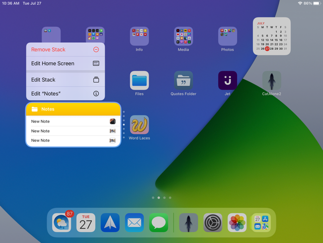 Контекстное меню виджета с опциями редактирования и удаления