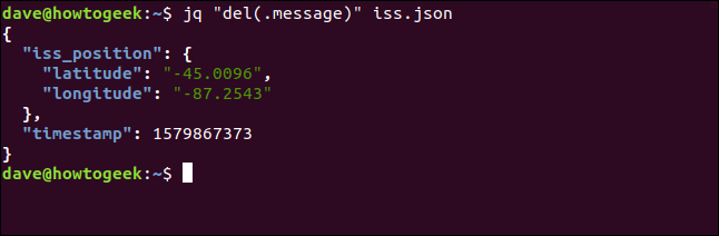 Удаление ключа message из вывода JSON без изменения файла
