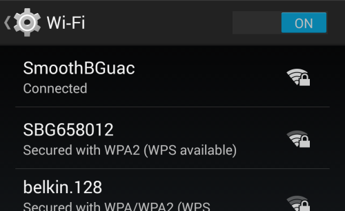 Экран изменения настроек Wi-Fi на Android