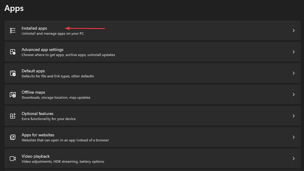 Список установленных приложений в Windows