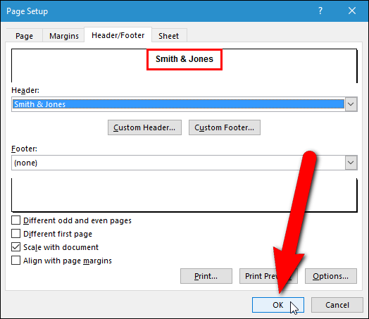 Образец колонтитула с показанным амперсандом