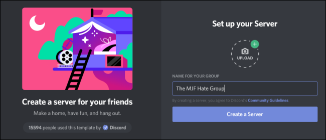 Создание сервера из шаблона Discord