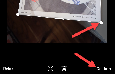 Настройка границ и подтверждение в Microsoft Lens