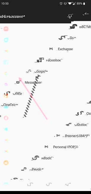 Выбор Google как типа аккаунта в Android