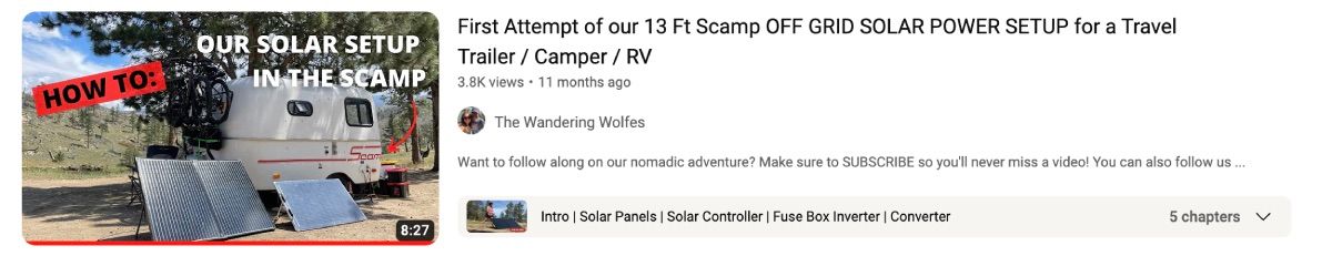 YouTube Video about a Camper's Solar Setup 