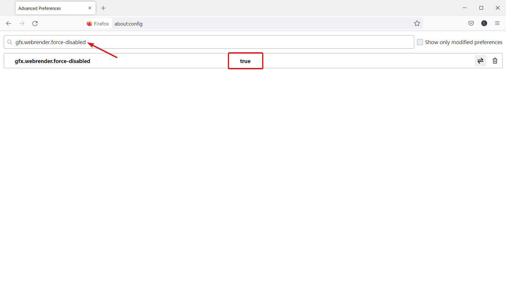 Отключение WebRender