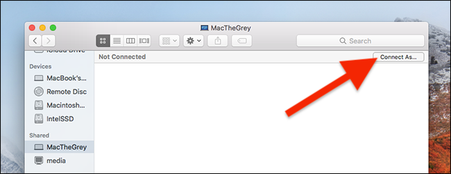 Изображение окна Finder с кнопкой подключения к другому Mac